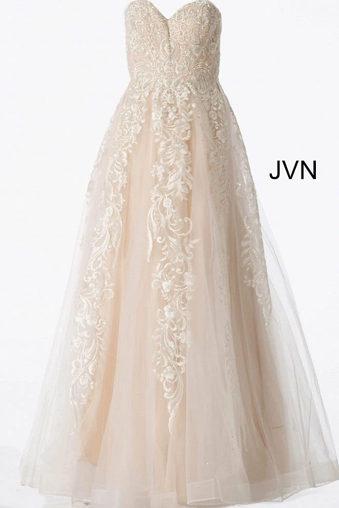 JVN By Jovani Jovani JVN66970 Long Lace Embellished Ball Gown Prom Dress Tulle Sweetheart Ballgown Dresses 15 JVN By Jovani Jovani JVN66970 Long Lace Embellished Ball Gown Prom Dress Tulle Sweetheart Ballgown Dresses