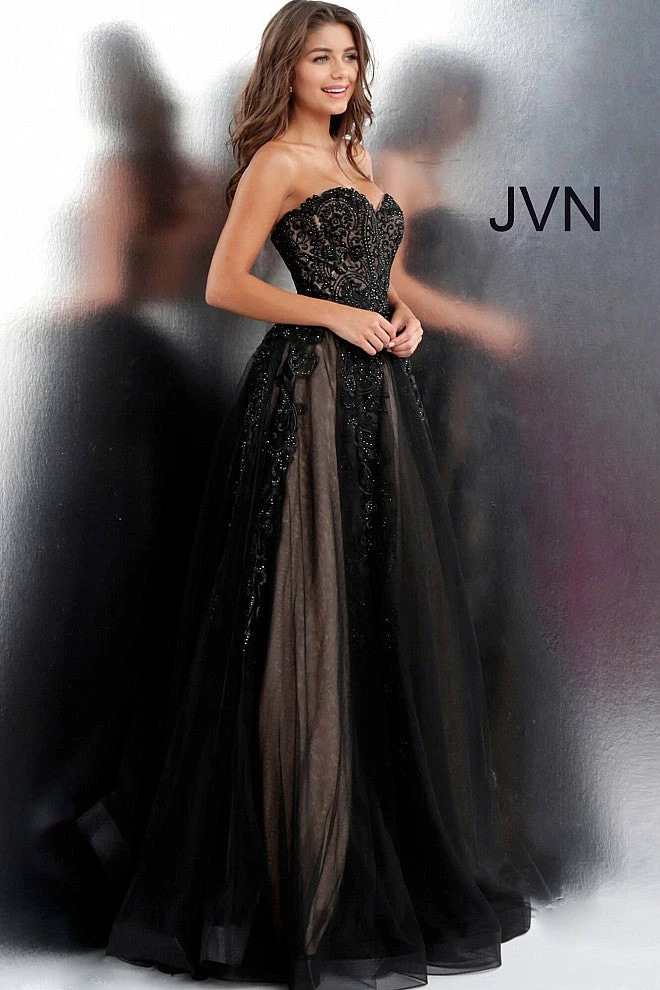 JVN By Jovani Jovani JVN66970 Long Lace Embellished Ball Gown Prom Dress Tulle Sweetheart Ballgown Dresses 3 JVN By Jovani Jovani JVN66970 Long Lace Embellished Ball Gown Prom Dress Tulle Sweetheart Ballgown Dresses