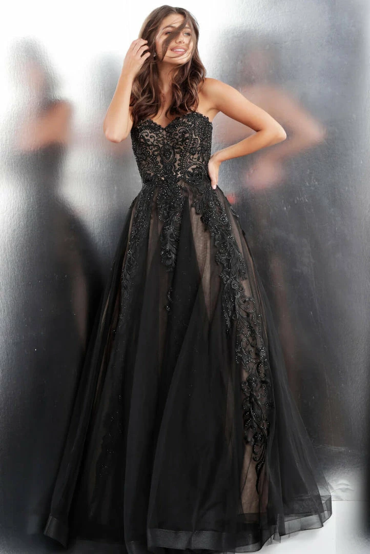 JVN By Jovani Jovani JVN66970 Long Lace Embellished Ball Gown Prom Dress Tulle Sweetheart Ballgown Dresses 8 JVN By Jovani Jovani JVN66970 Long Lace Embellished Ball Gown Prom Dress Tulle Sweetheart Ballgown Dresses