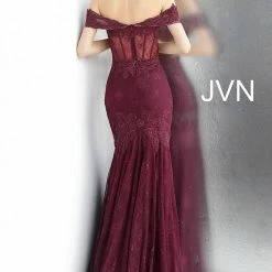 Discontinued Jovani JVN66981 Long Lace Off The Shoulder Prom Dress Evening Mermaid Flare Gown