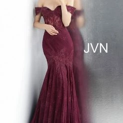 In Stock Mermaid Dresses Jovani JVN66981 Size 6, 14 Long Lace Off The Shoulder Prom Dress Evening Mermaid Flare Gown