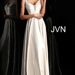 In Stock Long Sleeve Dresses Jovani JVN67050 Size 8 Long A Line Shimmer Prom Dress Blue V Neck 12 In Stock Long Sleeve Dresses Jovani JVN67050 Size 8 Long A Line Shimmer Prom Dress Blue V Neck
