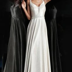 In Stock Long Sleeve Dresses Jovani JVN67050 Size 8 Long A Line Shimmer Prom Dress Blue V Neck 15 In Stock Long Sleeve Dresses Jovani JVN67050 Size 8 Long A Line Shimmer Prom Dress Blue V Neck