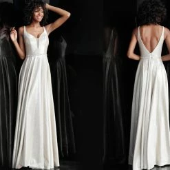 In Stock Long Sleeve Dresses Jovani JVN67050 Size 8 Long A Line Shimmer Prom Dress Blue V Neck 14 In Stock Long Sleeve Dresses Jovani JVN67050 Size 8 Long A Line Shimmer Prom Dress Blue V Neck