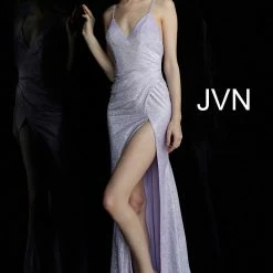 In Stock Jovani JVN67102 Size 0 Silver Metallic Iridescent Shimmer Prom Dress Evening Gown Backless Dresses