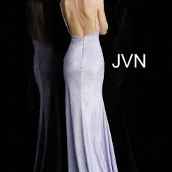 In Stock Jovani JVN67102 Size 0 Silver Metallic Iridescent Shimmer Prom Dress Evening Gown Backless Dresses