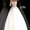 In Stock Jovani JVN 67127 Size 8 Sheer Embellished Corset Ballgown Dress White Gold