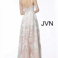 JVN By Jovani Jovani JVN67181 Spaghetti Straps Lace Prom Dress White/pink Wedding Dress Bridal