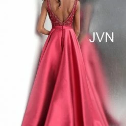 In Stock Jovani JVN67198 Royal Sizes 6 Prom Dress V Neck A Line Evening Gown Pockets Ballgown Dresses