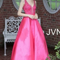 In Stock Jovani JVN67198 Royal Sizes 6 Prom Dress V Neck A Line Evening Gown Pockets Ballgown Dresses