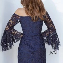JVN By Jovani Jovani JVN68076 Cocktail Dress Off The Shoulder Sheer Lace Bell Sleeves Formal 9 JVN By Jovani Jovani JVN68076 Cocktail Dress Off The Shoulder Sheer Lace Bell Sleeves Formal