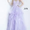 JVN By Jovani Jovani JVN68128 Sheer Embellished Lace Prom Dress Ruffle Ballgown V Neck Ballgown Dresses
