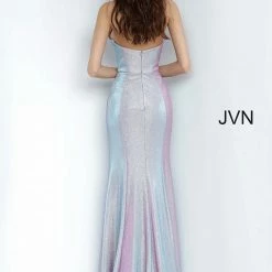 In Stock Mermaid Dresses Jovani JVN68190 Sz 2 Long Iridescent Shimmer Prom Dress Lilac Strapless Mermaid
