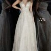 JVN By Jovani Jovani JVN68659 Glitter A Line Cutout Sides Prom Dress Evening Gown Glitter Shimmer Ballgown Dresses