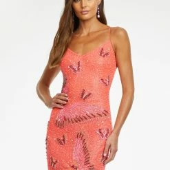 Ashleylauren Ashley Lauren 4485 Fully Beaded Butterfly Cocktail Dress Sequin Dresses