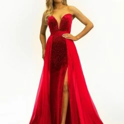 Johnathan Kayne 2306 Evening Pageant Dress Strapless Embellished Velvet Overskirt