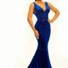 In Stock Johnathan Kayne 2308 Size 6 Prom Dress V Neckline Embellished Velvet Long Train