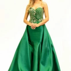 Johnathan Kayne 2333 Pageant Dress Strapless Sweetheart Overskirt Mikado Satin