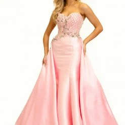 Johnathan Kayne 2333 Pageant Dress Strapless Sweetheart Overskirt Mikado Satin
