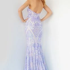 Mermaid Dresses Jovani 03445 Long Prom Dress Fitted Sequin Fit & Flare Strapless Pageant Sweetheart Neckline