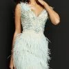 Jovani 04739 Light Blue Cocktail Dress Homecoming Dress Beaded Feathers V Neck 2 Jovani 04739 Light Blue Cocktail Dress Homecoming Dress Beaded Feathers V Neck