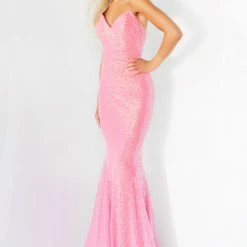 Jovani 04831 Long Fitted Sequin Prom Dress Mermaid Pageant Gown Strapless Peak