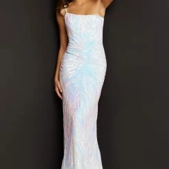 Jovani 05664 Long Fitted Sequin One Shoulder Prom Dress Pageant Gown Mermaid Sequin Dresses