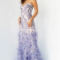 Jovani 05667 Sweetheart Neckline Feather Skirt Prom Dress Evening Gown Pageant Dress Sequin Dresses