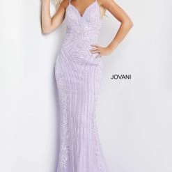 In Stock Jovani 05752 Size 0 Long Embellished Prom Dress Pageant Gown V Neckline Lace Spaghetti Straps