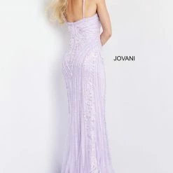 In Stock Jovani 05752 Size 0 Long Embellished Prom Dress Pageant Gown V Neckline Lace Spaghetti Straps