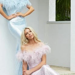 Jovani 06166 Long Fitted Sequin Formal Dress Feather Off The Shoulder Mermaid Mermaid Dresses 21 Jovani 06166 Long Fitted Sequin Formal Dress Feather Off The Shoulder Mermaid Mermaid Dresses