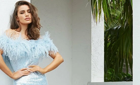 Jovani 06166 Long Fitted Sequin Formal Dress Feather Off The Shoulder Mermaid Mermaid Dresses 13 Jovani 06166 Long Fitted Sequin Formal Dress Feather Off The Shoulder Mermaid Mermaid Dresses