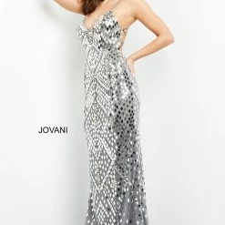 Jovani 06676 Cut Glass Embellished Long Prom Dress Pageant Gown V Neckline