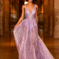 Jovani 06687 Prom Dress Bodysuit With Sheer Long Embroidered Skirt V Neckline V Back