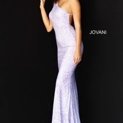 Backless Dresses Jovani 06734 Glitter Jersey Prom Dress One Shoulder Bodycon Backless Spring 2022 Collection
