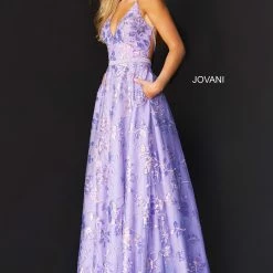 Ballgown Dresses Jovani 06814 Prom Dress Sequin Embellished A Line V Neckline Embellished Belt