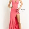 Jovani 07323 Prom Dress Strapless V Neckline Column Dress With High Slit And Ruffle