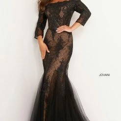 Jovani 3376 Black Lace Mermaid Evening Dress Off The Shoulder 10 Jovani 3376 Black Lace Mermaid Evening Dress Off The Shoulder
