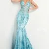 Jovani 3675 Prom Dress Sheer Corset Shimmer Mermaid Pageant Gown