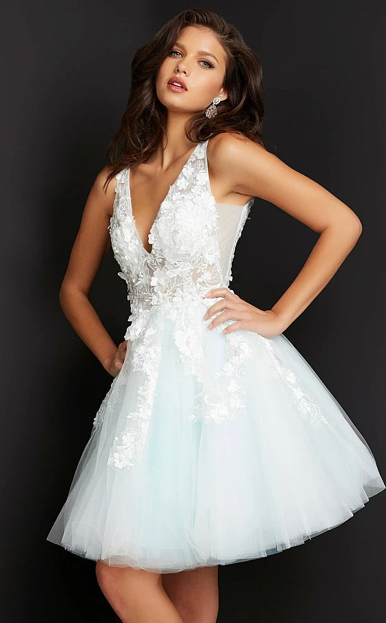 Jovani 63987 Floral Appliqués Homecoming Dress Prom Dress Tulle Floral Cocktail Gown 3 Jovani 63987 Floral Appliqués Homecoming Dress Prom Dress Tulle Floral Cocktail Gown