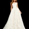 Ballgown Dresses Jovani Bridal F00988 Ivory Lace Sleeveless Wedding Ballgown Bateau Neckline