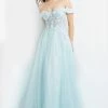 JVN By Jovani Jovani JVN08295 Prom Dress Off The Shoulder Lace Sheer Corset A Line Ball Gown Ballgown Dresses