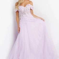 In Stock Jovani JVN08295 Size 0 Lilac Prom Dress Off The Shoulder Lace Sheer Corset A Line Ball Gown 12 In Stock Jovani JVN08295 Size 0 Lilac Prom Dress Off The Shoulder Lace Sheer Corset A Line Ball Gown