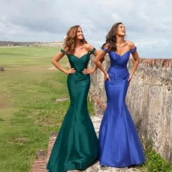 JVN By Jovani Mermaid Dresses Jovani JVN3245 Mermaid Prom Dress Off The Shoulder Evening Gown Mikado