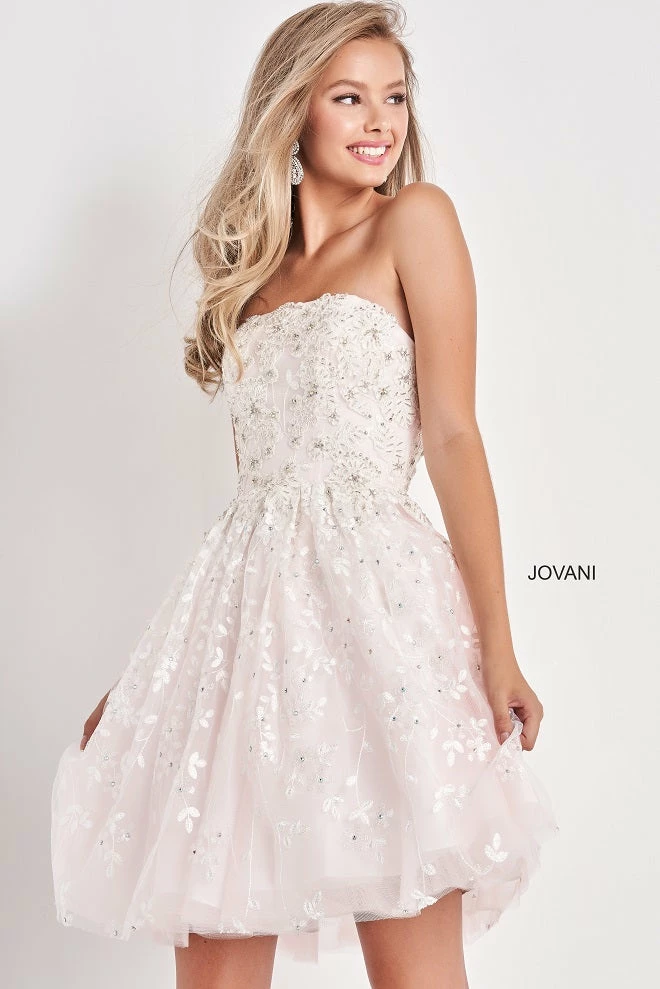 Jovani Kids K68026 Fit & Flare Short Gown Floral Kids Formal Party Dress White Pink Short Prom Dresses 3 Jovani Kids K68026 Fit & Flare Short Gown Floral Kids Formal Party Dress White Pink Short Prom Dresses