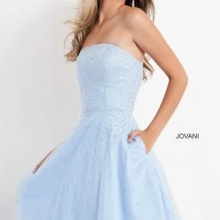 Jovani Kids K68936 Strapless Fit & Flare Beaded Girls Formal Party Dress Crystal Short Prom Dresses