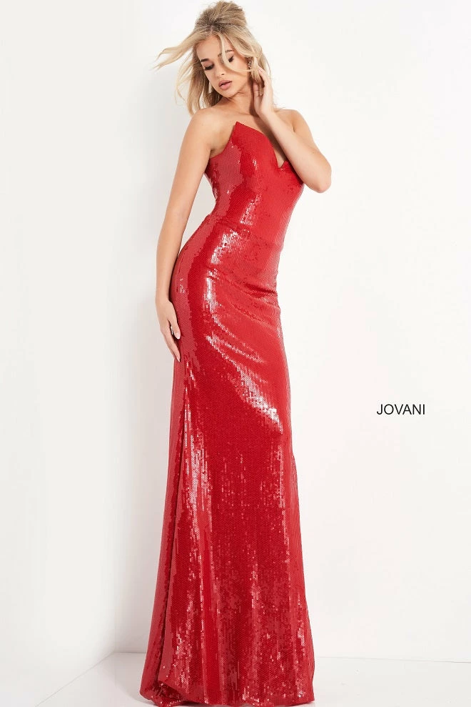 Sequin Dresses Jovani 03523 Red Strapless Sweetheart Neckline Prom Dress Sequins Evening Gown 4 Sequin Dresses Jovani 03523 Red Strapless Sweetheart Neckline Prom Dress Sequins Evening Gown