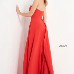 Jumpsuits & Rompers Jovani 03529 Red Jumpsuit Wide Leg Side Overlays Strapless Straight Neckline 9 Jumpsuits & Rompers Jovani 03529 Red Jumpsuit Wide Leg Side Overlays Strapless Straight Neckline