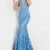 Jovani 03570 Long Fitted Sequin Mermaid Formal Prom Dress V Neck Pageant Gown