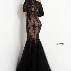 Jovani 3376 Black Lace Mermaid Evening Dress Off The Shoulder 12 Jovani 3376 Black Lace Mermaid Evening Dress Off The Shoulder